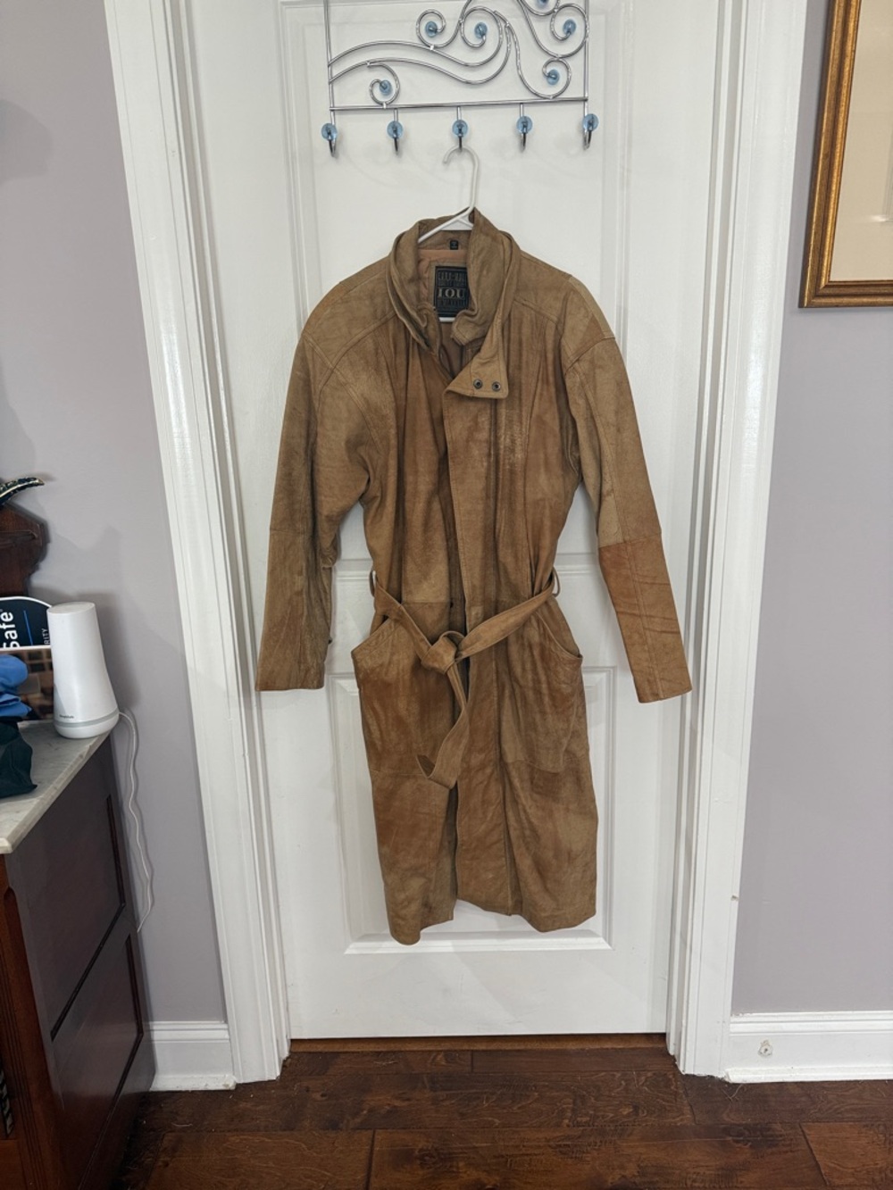 Men's Tan Suede Trench Coat - Classic Longline Jacket